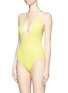 Figure View - Click To Enlarge - SOLID & STRIPED - 'The Alexandra' plunge lace-up back swimsuit