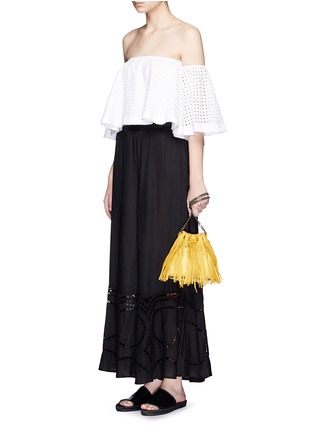 Figure View - Click To Enlarge - VIX - 'Peggy' floral eyelet embroidery wide leg pants