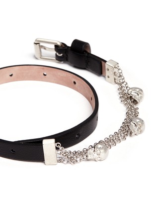 Detail View - Click To Enlarge - ALEXANDER MCQUEEN - Skull chain double wrap leather bracelet