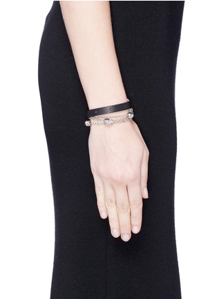 Figure View - Click To Enlarge - ALEXANDER MCQUEEN - Skull chain double wrap leather bracelet