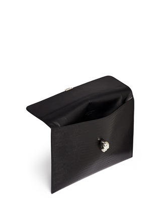 Detail View - Click To Enlarge - ALEXANDER MCQUEEN - Skull clasp embossed leather envelope clutch