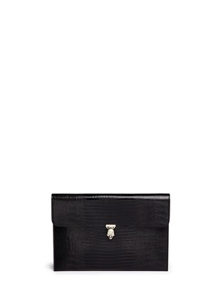 Main View - Click To Enlarge - ALEXANDER MCQUEEN - Skull clasp embossed leather envelope clutch