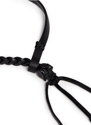 Detail View - Click To Enlarge - ALEXANDER MCQUEEN - Skull braided leather bracelet