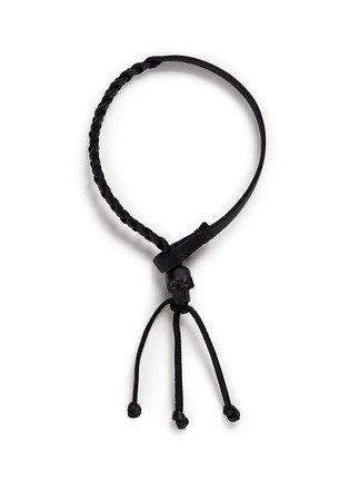 Main View - Click To Enlarge - ALEXANDER MCQUEEN - Skull braided leather bracelet