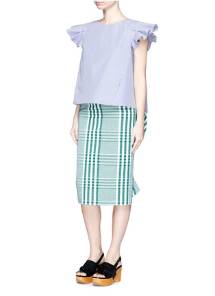 Figure View - Click To Enlarge - STELLA JEAN - 'Cantante' ruffle back gingham check cotton tube skirt