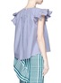 Back View - Click To Enlarge - STELLA JEAN - Cassiere' ruffle sleeve stripe pleat cotton top