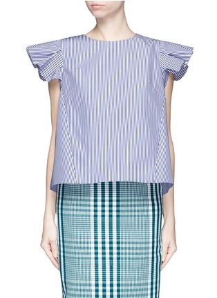 Main View - Click To Enlarge - STELLA JEAN - Cassiere' ruffle sleeve stripe pleat cotton top
