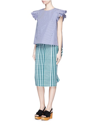 Figure View - Click To Enlarge - STELLA JEAN - Cassiere' ruffle sleeve stripe pleat cotton top