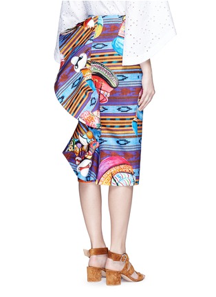 Back View - Click To Enlarge - STELLA JEAN - 'Buyer' ruffle back ikat print cotton tube skirt