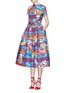 Front View - Click To Enlarge - STELLA JEAN - 'Parocco' knotted belt midi cotton flare dress
