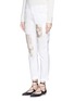 Front View - Click To Enlarge - STELLA MCCARTNEY - Metallic embroidery brocade patchwork boyfriend jeans