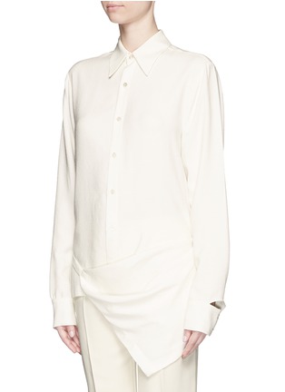 Front View - Click To Enlarge - STELLA MCCARTNEY - Asymmetric hem crepe shirt