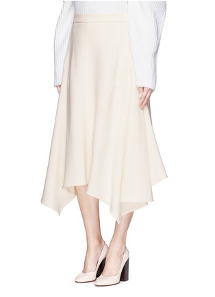 Front View - Click To Enlarge - STELLA MCCARTNEY - Asymmetric hem wool crepe skirt