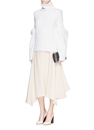 Figure View - Click To Enlarge - STELLA MCCARTNEY - Asymmetric hem wool crepe skirt