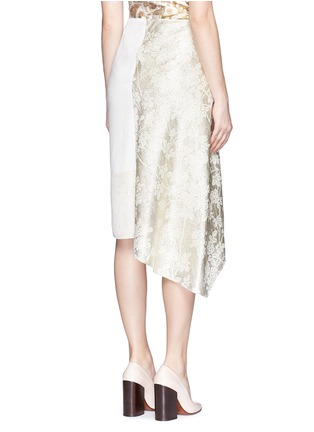 Back View - Click To Enlarge - STELLA MCCARTNEY - Metallic floral brocade asymmetric hem crepe skirt