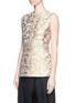 Front View - Click To Enlarge - STELLA MCCARTNEY - 'Annie' metallic paisley jacquard cotton-linen top