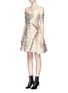 Front View - Click To Enlarge - STELLA MCCARTNEY - 'Edele' metallic paisley jacquard off-shoulder dress