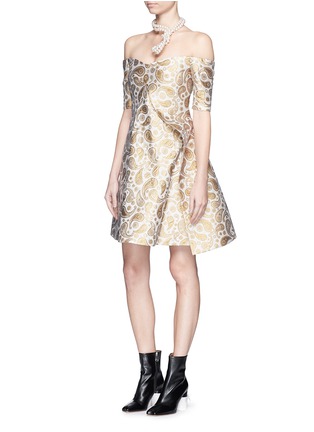 Figure View - Click To Enlarge - STELLA MCCARTNEY - 'Edele' metallic paisley jacquard off-shoulder dress