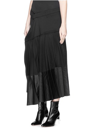 Front View - Click To Enlarge - HAIDER ACKERMANN - Asymmetric plissé pleat wool twill skirt