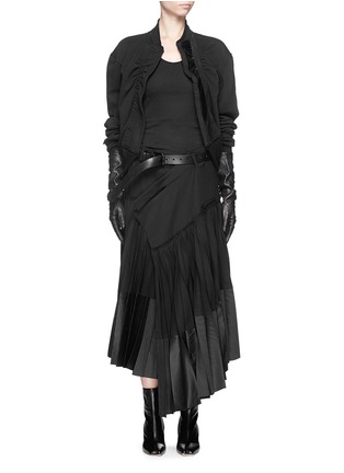 Figure View - Click To Enlarge - HAIDER ACKERMANN - Asymmetric plissé pleat wool twill skirt