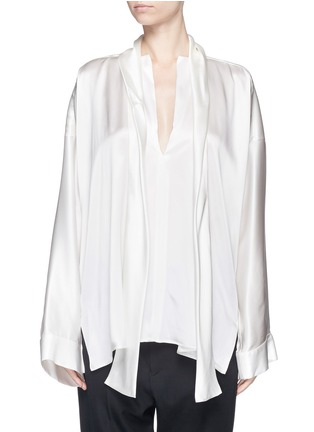 Detail View - Click To Enlarge - HAIDER ACKERMANN - Scarf tie silk charmeuse top