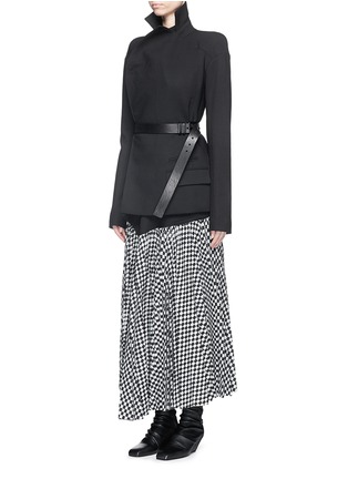 Figure View - Click To Enlarge - HAIDER ACKERMANN - Checkerboard pattern wool blend plissé skirt