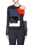 Main View - Click To Enlarge - MSGM - Faux fur felt patchwork jersey sweatshirt