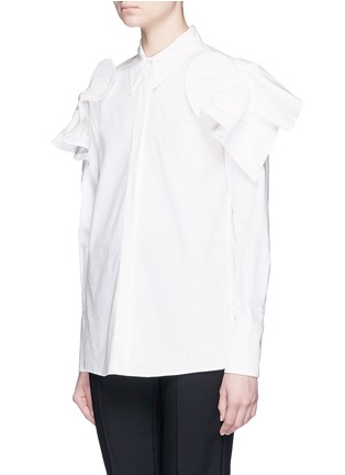Front View - Click To Enlarge - MSGM - Petal appliqué cotton poplin shirt
