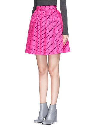Front View - Click To Enlarge - MSGM - Lasercut floral fleece wool felt skirt
