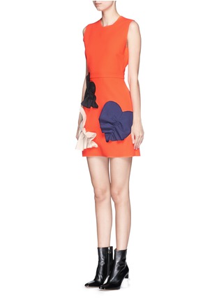 Front View - Click To Enlarge - MSGM - Petal appliqué patchwork sleeveless crepe dress