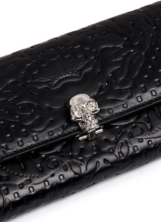 Detail View - Click To Enlarge - ALEXANDER MCQUEEN - Skull floral embossed leather continental wallet