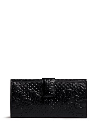 Back View - Click To Enlarge - ALEXANDER MCQUEEN - Skull floral embossed leather continental wallet