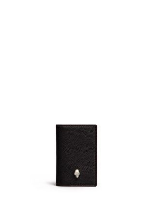 Main View - Click To Enlarge - ALEXANDER MCQUEEN - Skull grainy leather card holder