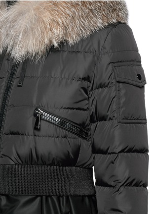Detail View - Click To Enlarge - MONCLER - Sully' fox fur trim flare nylon down jacket