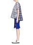 Figure View - Click To Enlarge - SACAI - Pleat back eyelet check T-shirt