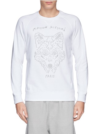 Main View - Click To Enlarge - MAISON KITSUNÉ - Fox embroidery cotton sweatshirt