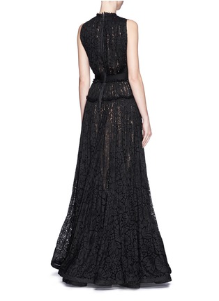 Back View - Click To Enlarge - LANVIN - Bow appliqué tiered lace gown