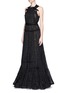 Figure View - Click To Enlarge - LANVIN - Bow appliqué tiered lace gown