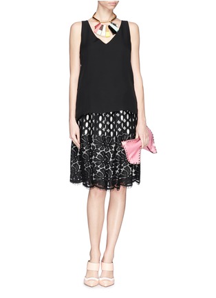 Figure View - Click To Enlarge - LANVIN - Polka dot flower lace skirt
