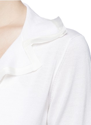 Detail View - Click To Enlarge - LANVIN - Ribbon trim cashmere silk cardigan