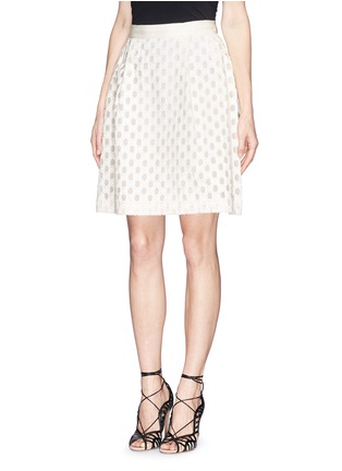 Front View - Click To Enlarge - LANVIN - Circular cutout cotton-silk skirt