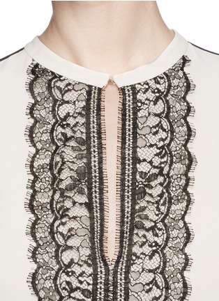 Detail View - Click To Enlarge - LANVIN - Eyelash lace placket crepe blouse