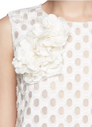 Detail View - Click To Enlarge - LANVIN - Fleur corsage dot mesh top