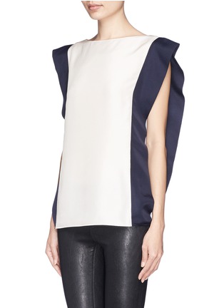 Front View - Click To Enlarge - LANVIN - Contrast side silk toile top