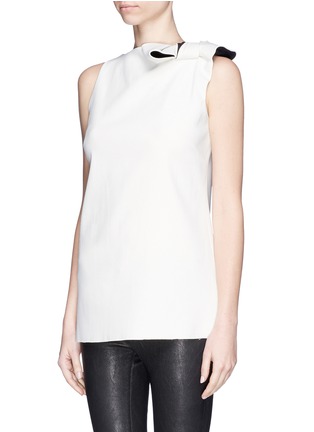 Front View - Click To Enlarge - LANVIN - Bow shoulder stretch crepe sleeveless blouse