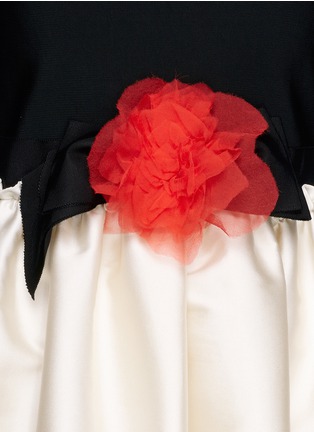 Detail View - Click To Enlarge - LANVIN - Fleur corsage peplum sleeve satin gown