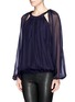 Front View - Click To Enlarge - LANVIN - Sheer sleeve silk chiffon top