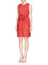 Front View - Click To Enlarge - LANVIN - Rose appliqué circular cutout dress