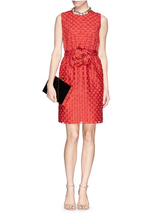 Figure View - Click To Enlarge - LANVIN - Rose appliqué circular cutout dress