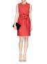 Figure View - Click To Enlarge - LANVIN - Rose appliqué circular cutout dress